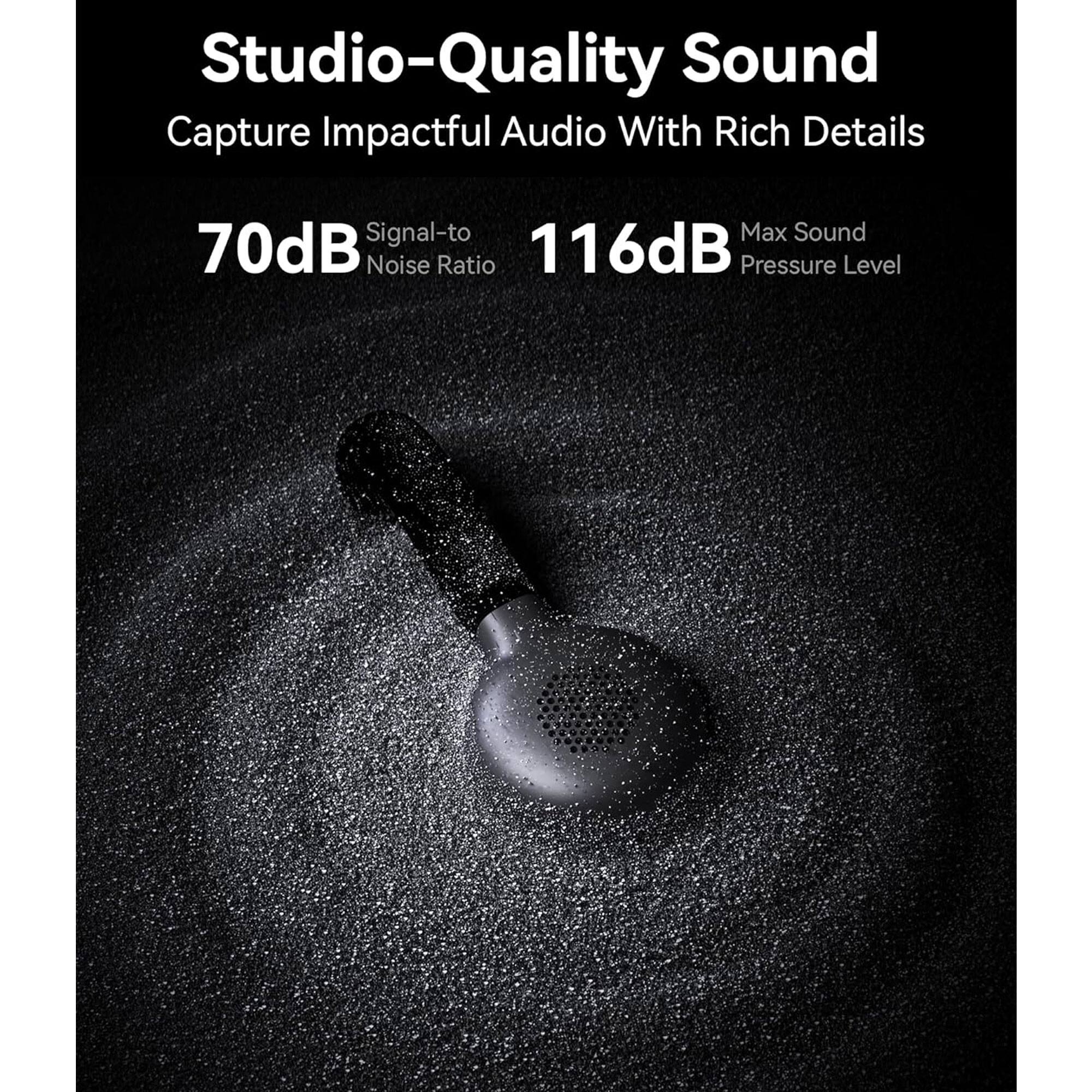 Studio-Quality Sound  
Capture Impactful Audio With Rich Details  

70dB Signal-to Noise Ratio  
116dB Max Sound Pressure Level