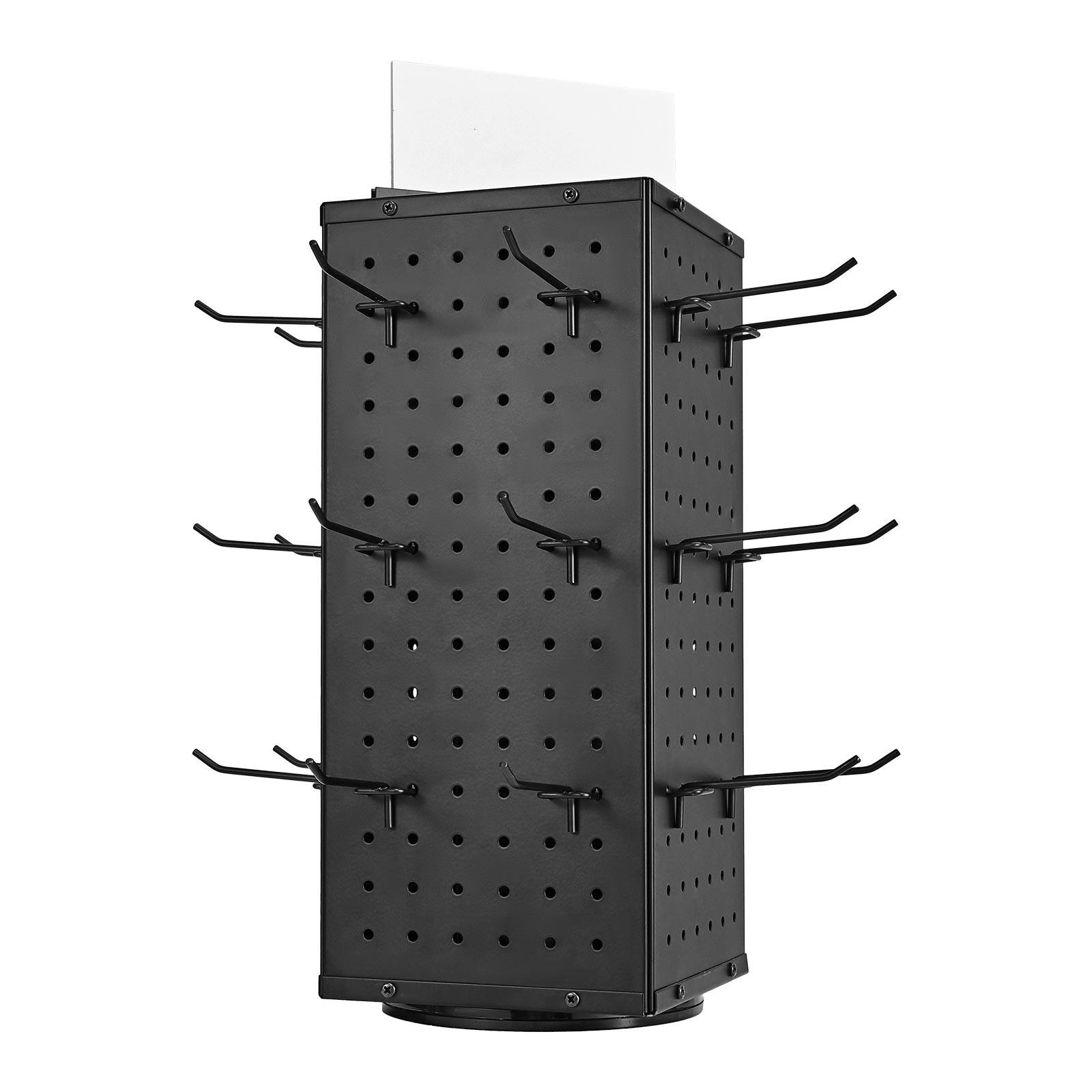 Alt View 5. VEVOR - Rotating Pegboard Display Stand, 7.4 x 7.4 x 17 in 4-Sided Spinning Peg Board Display with 24 Hooks - Black.