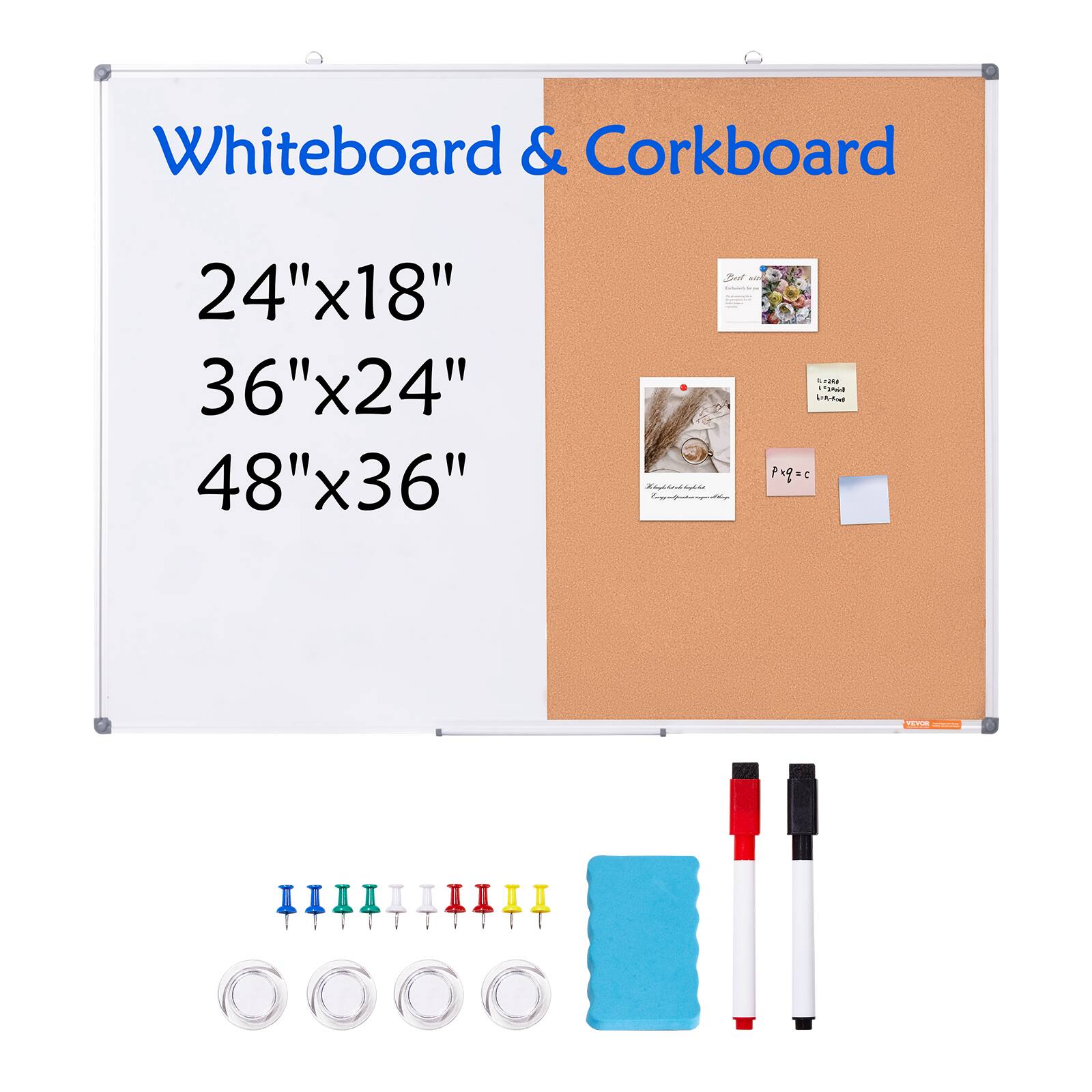 Whiteboard & Corkboard 24"x18" X 36"x24" X 48"x36"