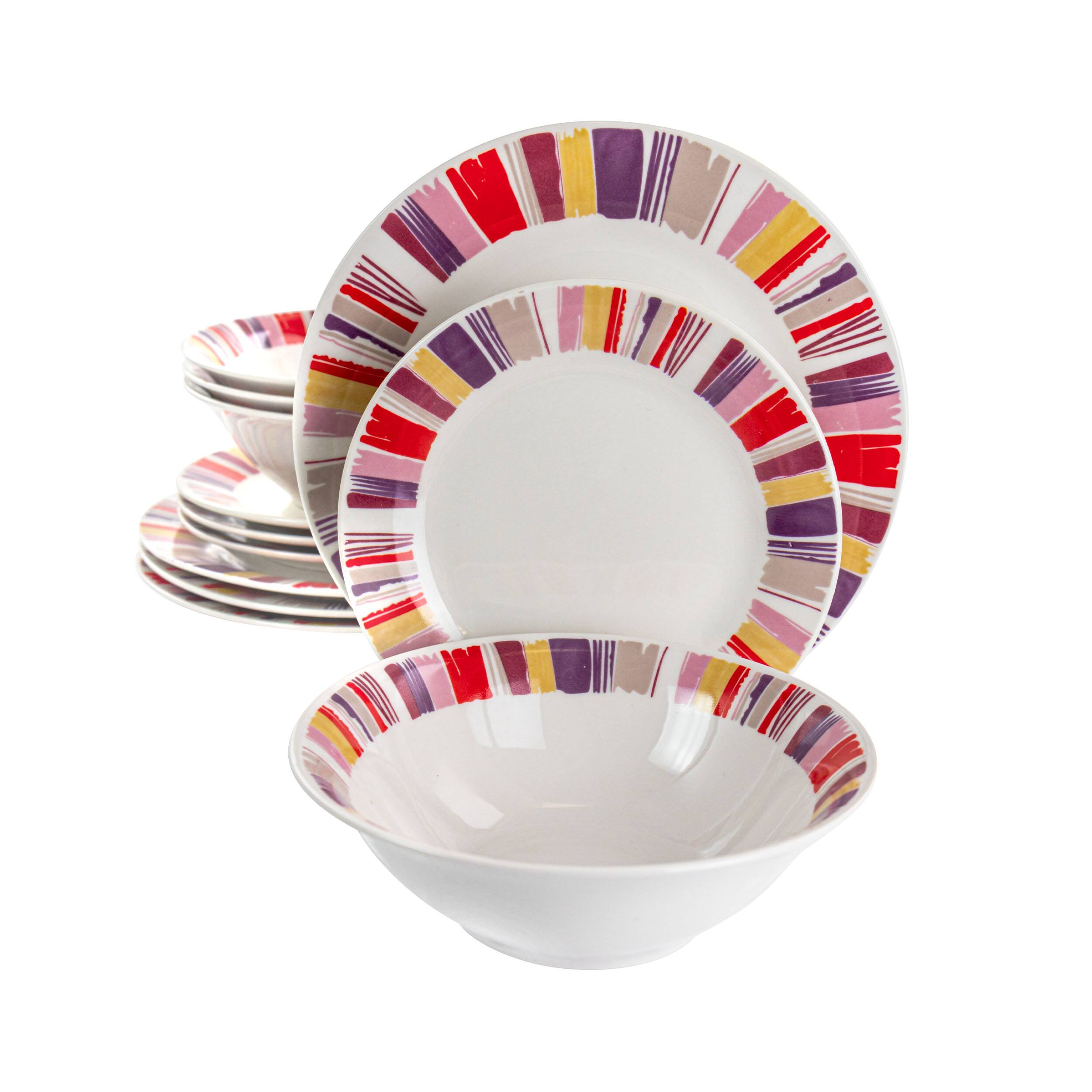 Gibson - Home Orleans 12 Piece Ceramic Dinnerware Set - Red Multi price history on PriceWatchPro