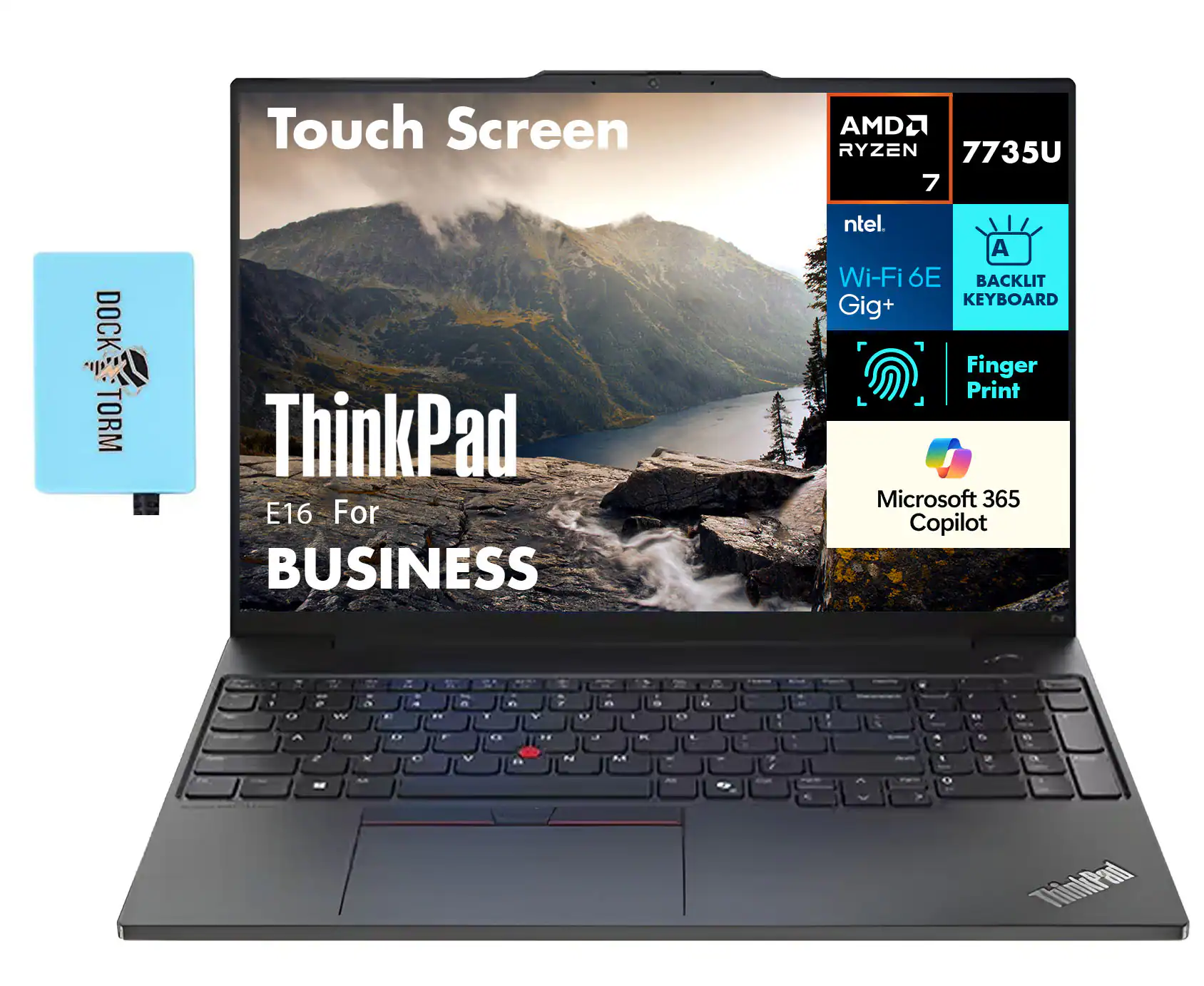 Lenovo - ThinkPad E16 Laptop 16.0 WUXGA (AMD Ryzen 7 7735U, 16GB DDR5, 1TB PCIe SSD, Win 11 Pro) w/USB Hub - Graphite Black