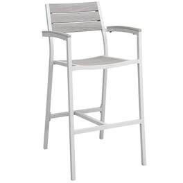 Outdoor Escape - Bicast Leather Outdoor Patio Bar Stool with Armrests and Cushioned Seat - Gray