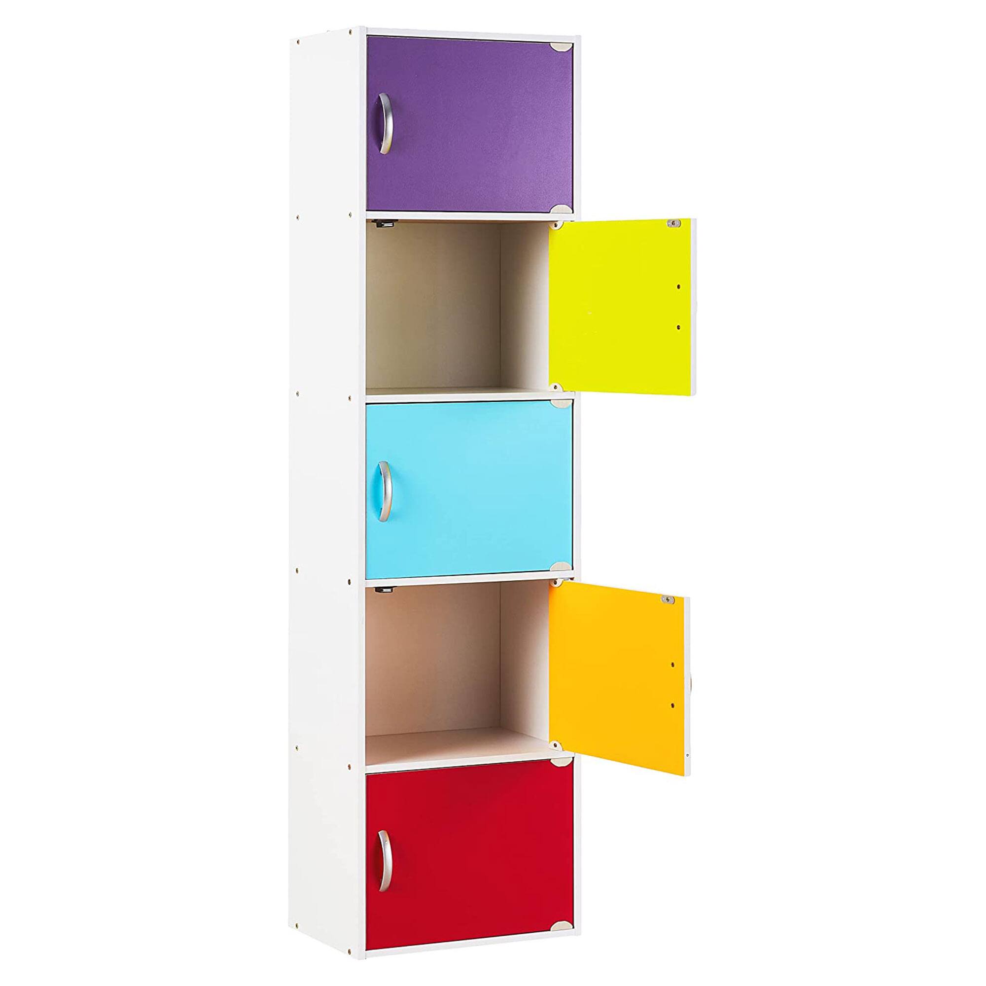 Alt View 1. Hodedah - Hodedah 5 Shelf Home and Office Enclosed Organization Storage Cabinet, Rainbow - Rainbow.