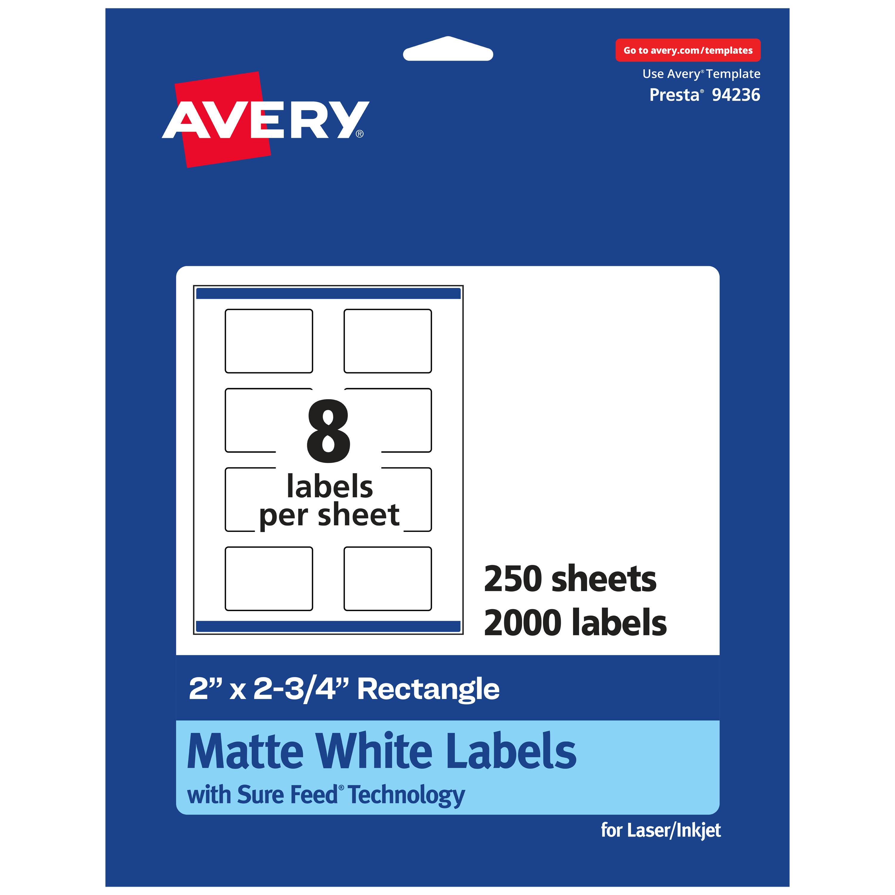 "Avery - Matte Rectangle Labels, 2"" x 2.75"", 2,000 Labels - White" price history on PriceWatchPro