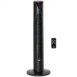 Loheer - Tower Fan for Bedroom Cooling, Thirty Seven Inch Oscillating Freestanding Fan with Remote and Timer, Black