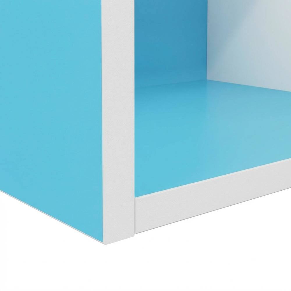 Alt View 2. FurniFact - Light Blue Wood 5-Tier Open Bookcase with Spacious Shelves for Storage - Light Blue/White.