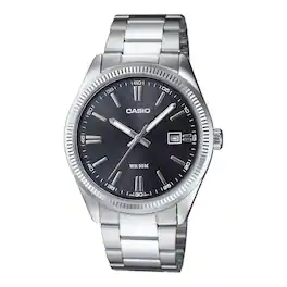 Casio - Men’s Analog Watch Black Dial Stainless Steel Bracelet - MTP-1302D-1A1V - Silver