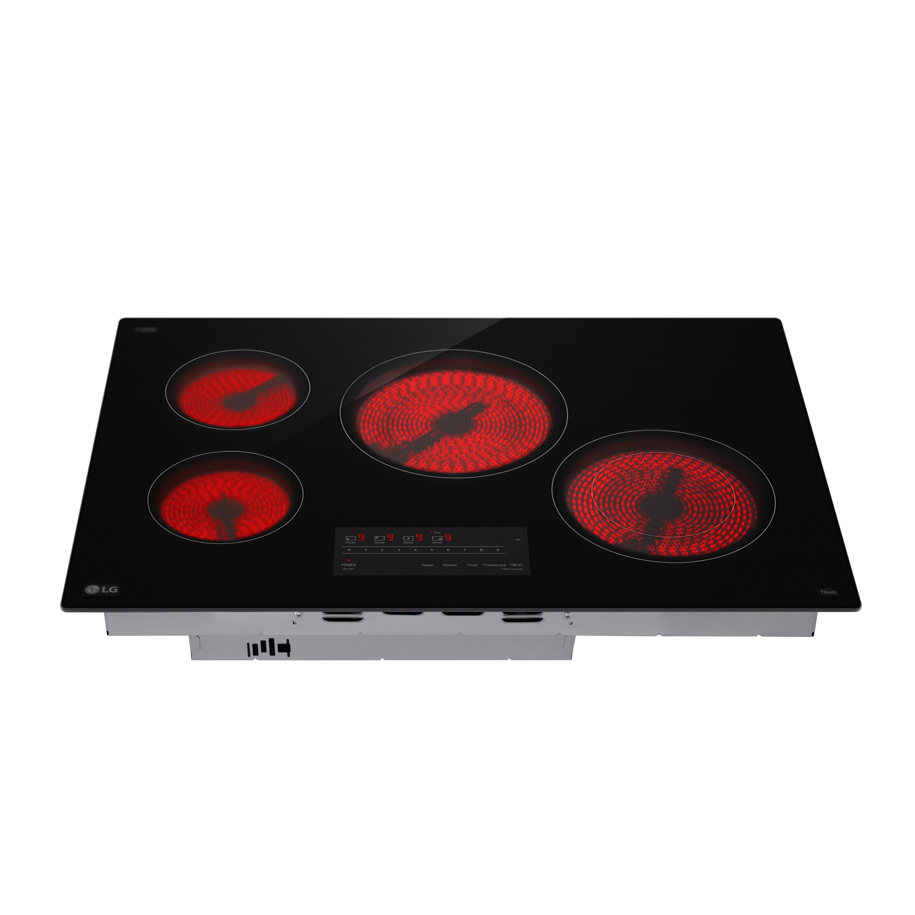 Alt View 3. LG - 30" Built-In Electric Smart Cooktop with 4 Elements, SmoothTouch Glass Controls and 2.2kW Dual Element - Black.