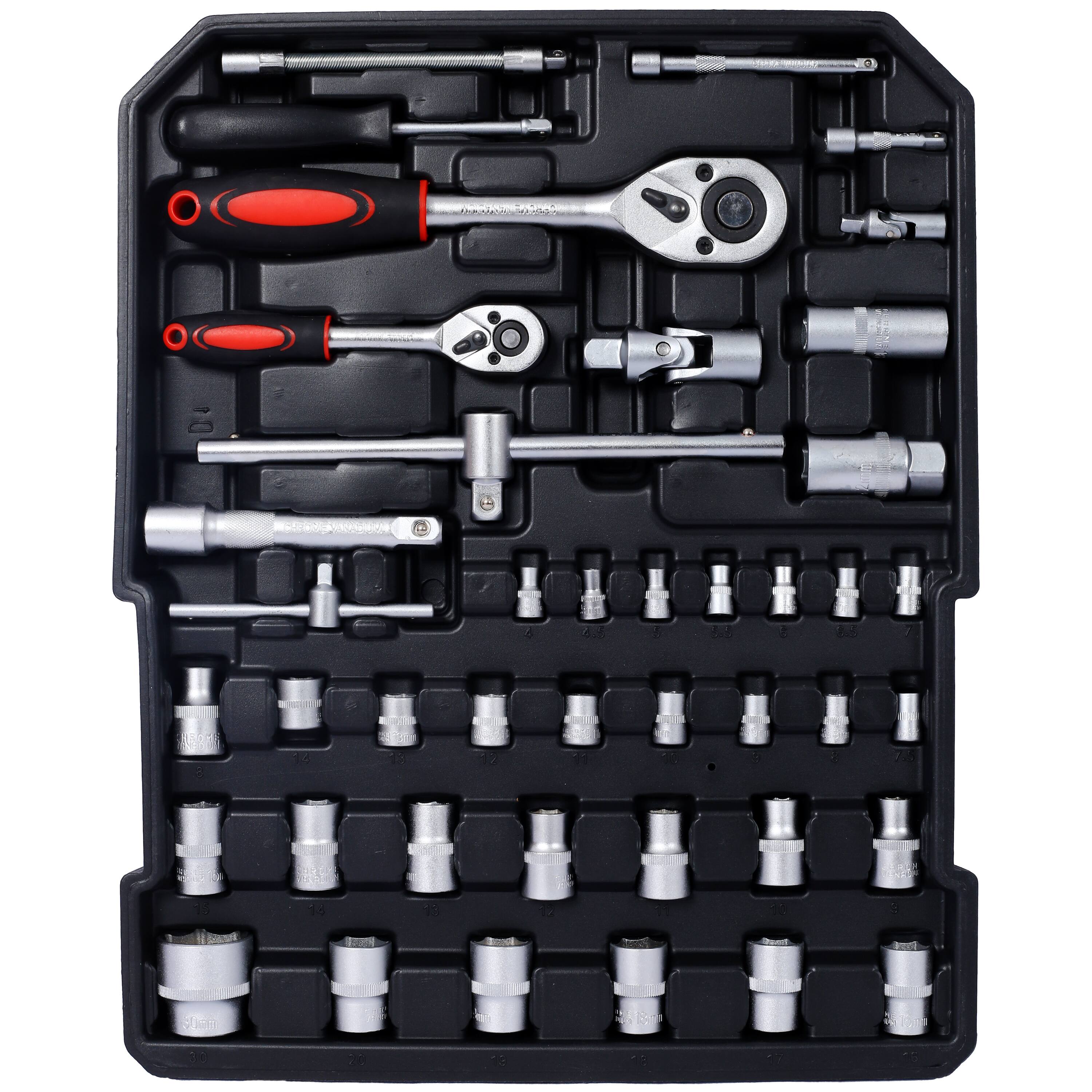 Back. APRILSOUL - 899 Piece Tool Kit with Rolling Toolbox for Home Repairs and DIY Projects - Silver.