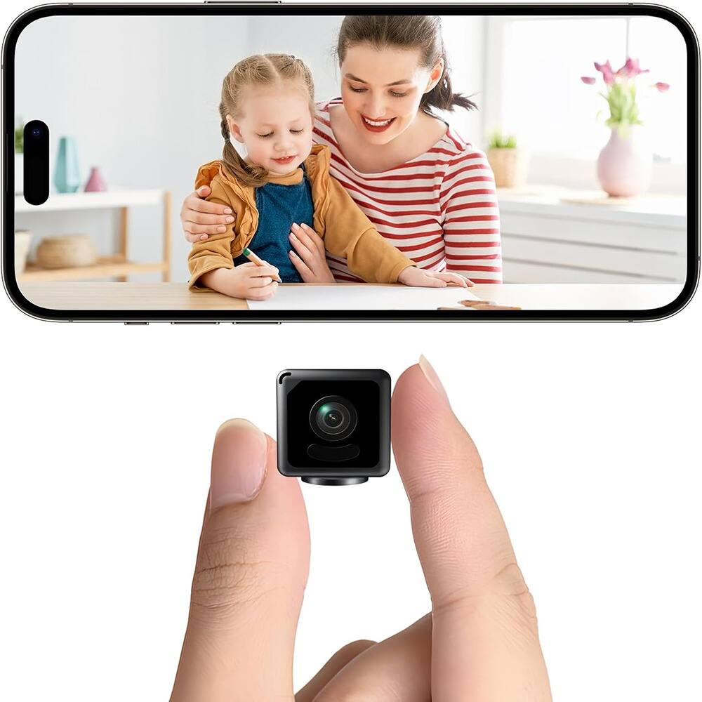 Front. RTMB - Spy Mini Camera WIFI Wireless Security  Small Home Indoor Outdoor - Black.