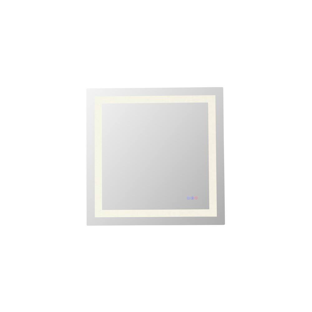 Back. Elegant Kitchen and Bath - Riven 30X30 Led Mirror, Adjustable Color 3000K/4200K/6400K - White.