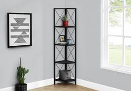 Spaco - Modern 4 Tier 60 Inch Corner Bookshelf, Metal Industrial for Living Room Bedroom Office - Black
