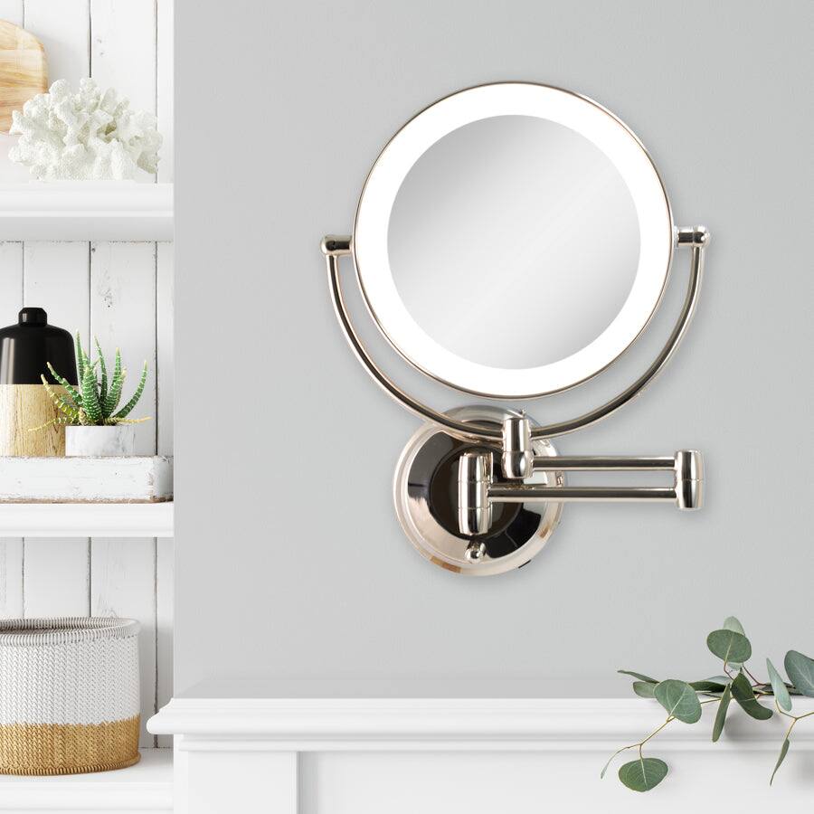 Alt View 1. Zadro - LED Lighted Wall Mounted Makeup Mirror with 5X/1X Magnifications & Extendable Arm - Chrome.