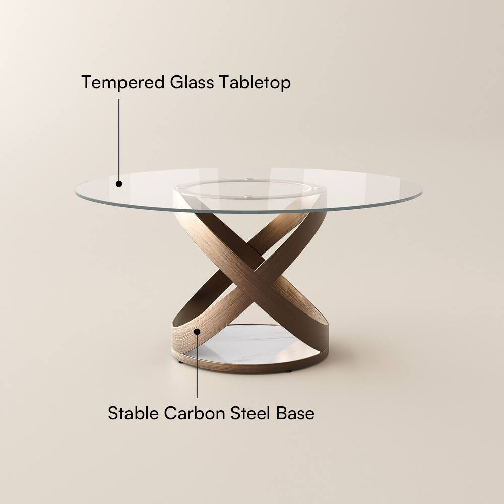 Tempered Glass Tabletop  
Stable Carbon Steel Base