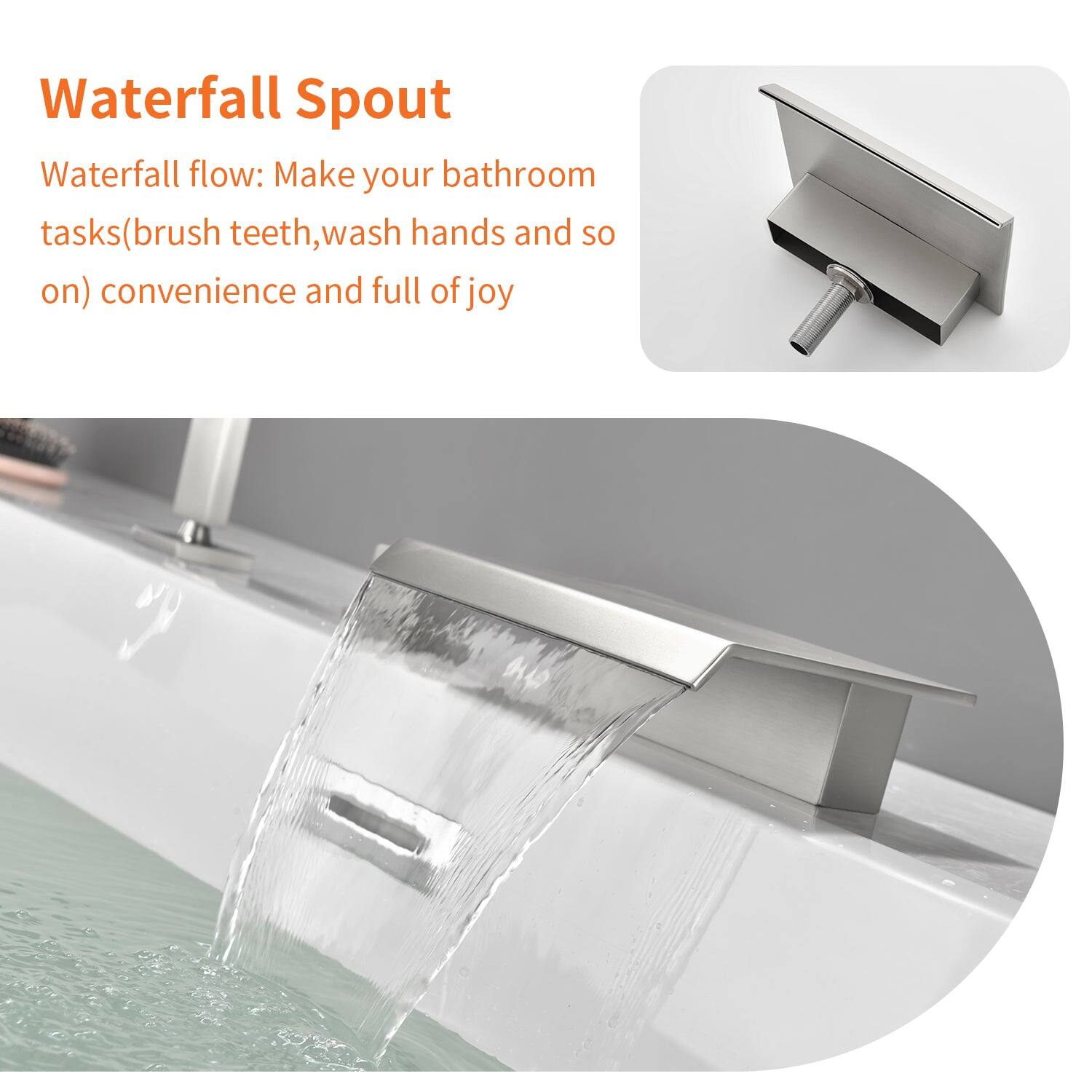 Waterfall Spout

Waterfall flow: Make your bathroom tasks (brush teeth, wash hands and so on) convenience and full of joy