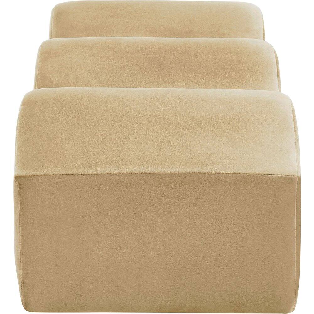 Alt View 4. Meridian Furniture - Wave Camel Velvet Bench - Beige.