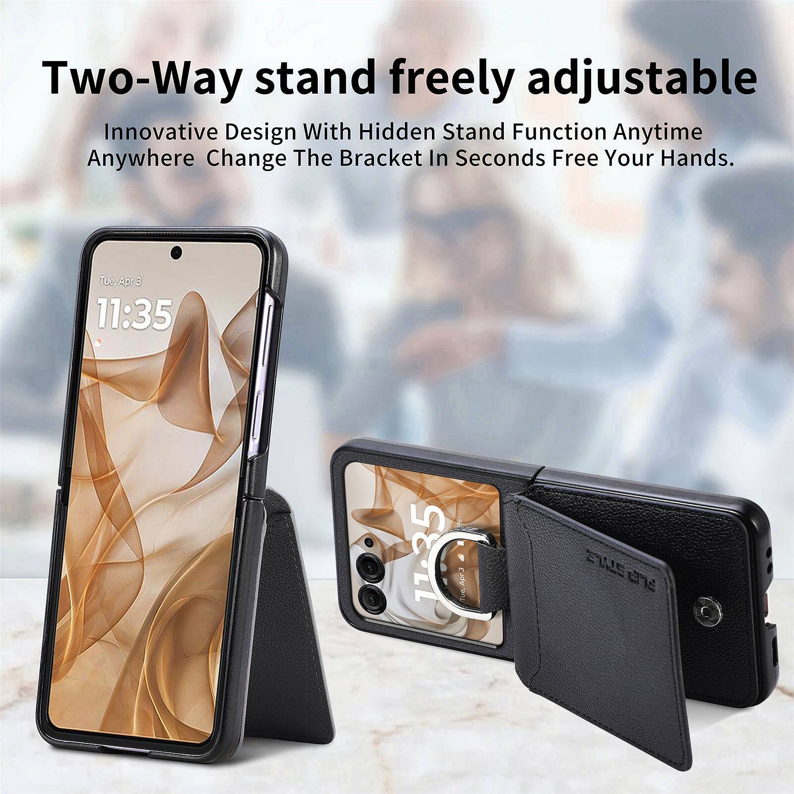 Two-Way stand freely adjustable  
Innovative Design With Hidden Stand Function Anytime Anywhere Change The Bracket In Seconds Free Your Hands.