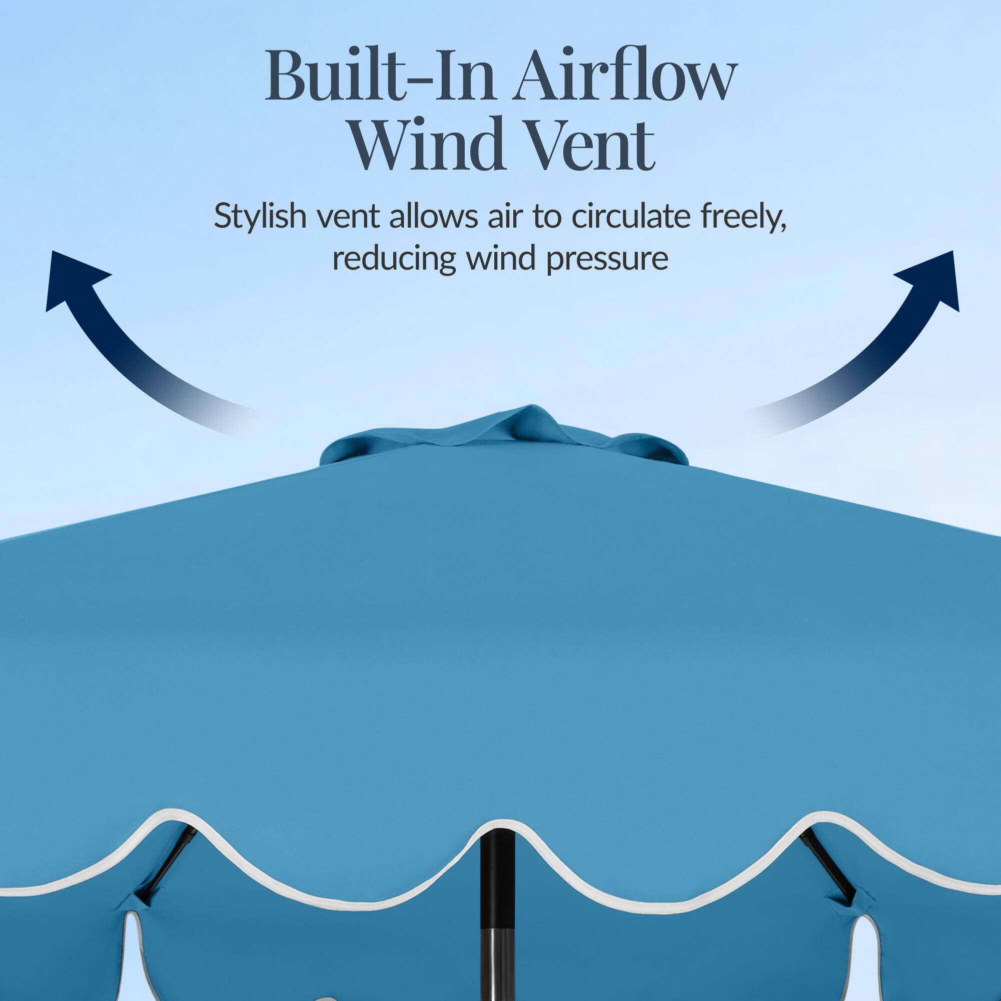 Built-In Airflow Wind Vent

Stylish vent allows air to circulate freely, reducing wind pressure