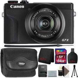 Canon - PowerShot G7 X Mark III Digital Camera, 64GB Memory Card, Wallet, Reader, Case, Mini Tripod, 3pc Cleaning Kit - Black