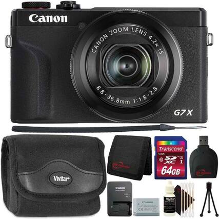 Canon Zoom Lens Canon 4.2x IS 8.8-36.8mm 1:1.8-2.8 G7X
Vivitar
Transcend 64GB
Canon