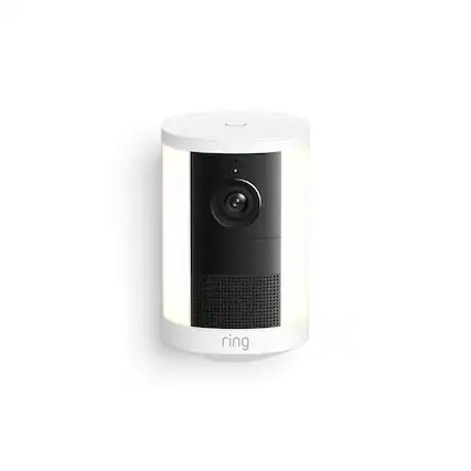 Front. Ring - Ring — Spotlight Cam, Battery (newest model), Wide-Angle Retinal 2K Video, 6x Enhanced Zoom, Motion-Activated Spotlights - White.