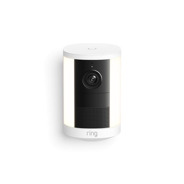 Ring - Spotlight Cam, Battery (newest model), Wide-Angle Retinal 2K Video, 6x Enhanced Zoom, Motion-Activated Spotlights - White