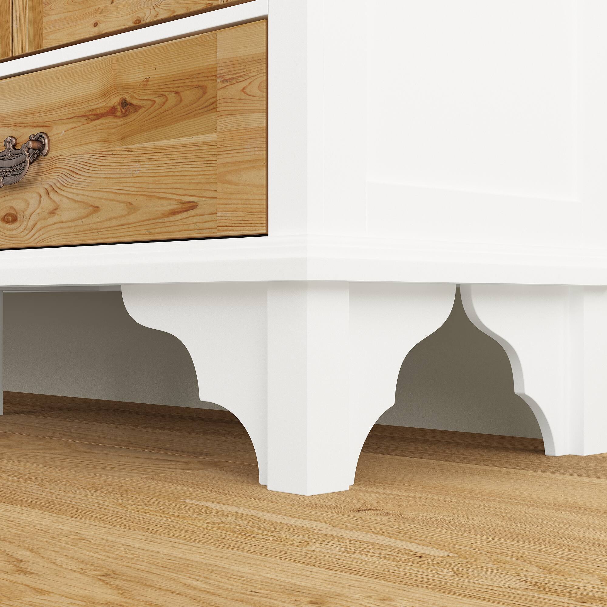 Alt View 6. FUFU & GAGA - FUFU&GAGA Carved Glass - Door Sideboard: Vintage Storage, Mixed - Material, Multi - Drawer - White.