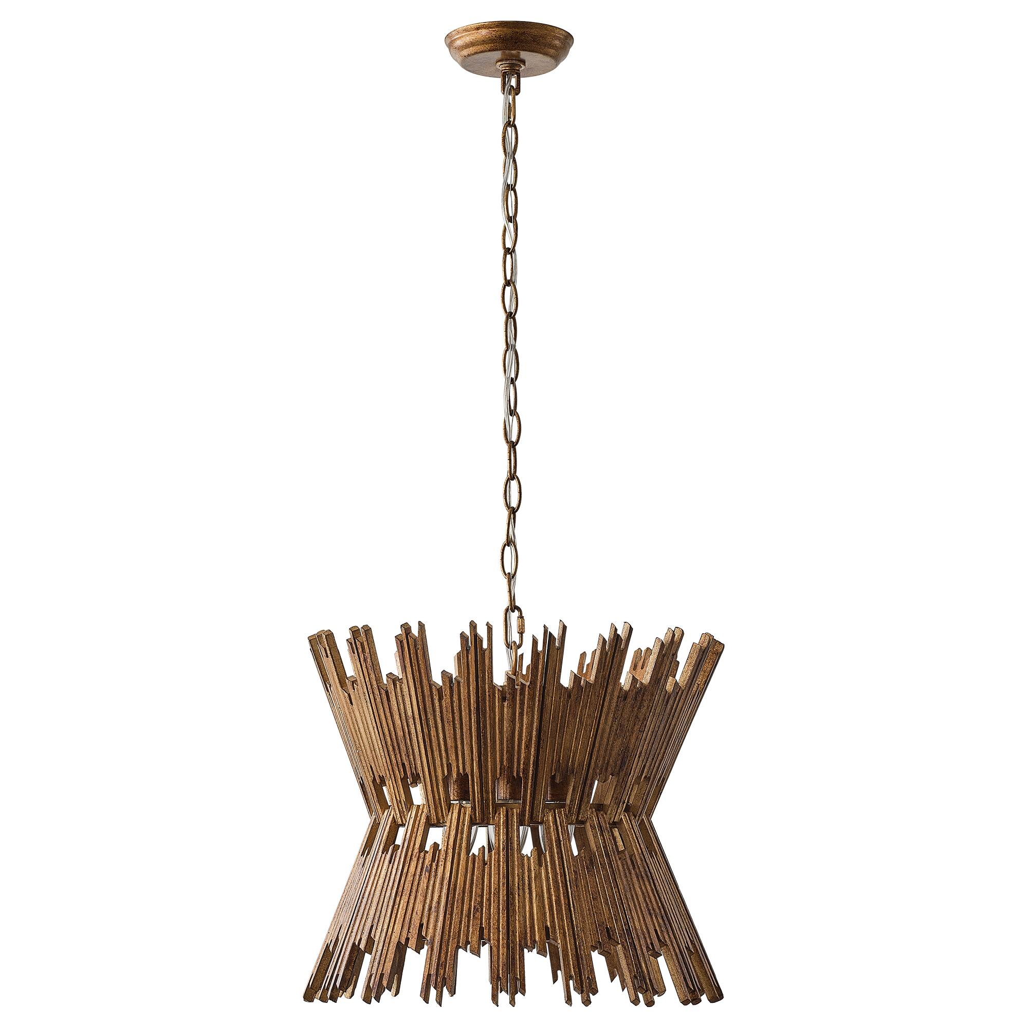 Alt View 1. Vaczon - 4-Light Vintage Wood Adjustable Chandelier Dimmable Statement Ceiling Light Fixture for Dining Room and Entryway - Gold.