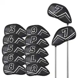 WELSPO - 11 Pcs Magnetic Golf Iron Head Covers - Black
