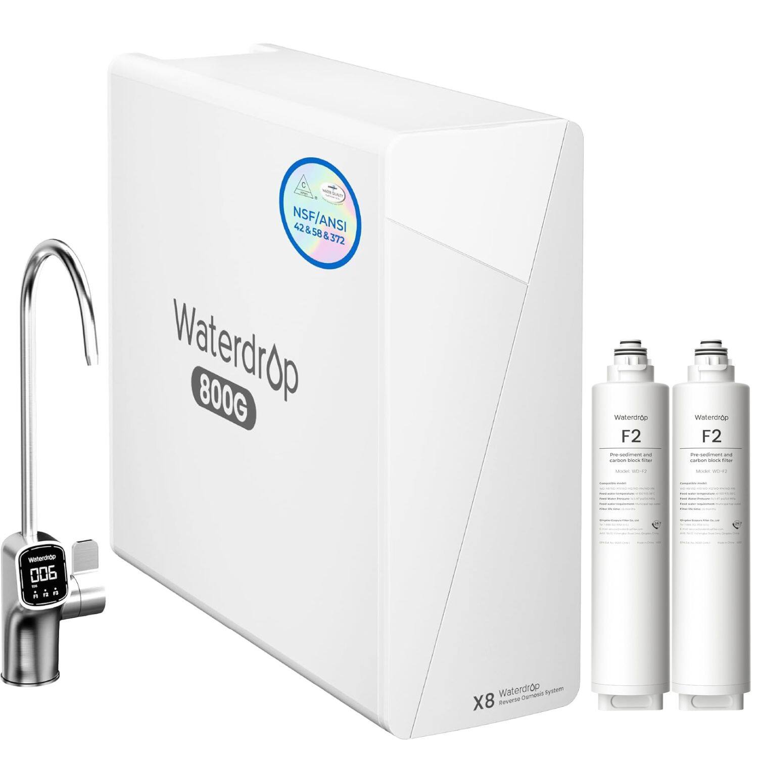 Waterdrop - X8-Alkaline Mineral pH+ Tankless Reverse Osmosis System Extar F2-2 Filters - White price history on PriceWatchPro