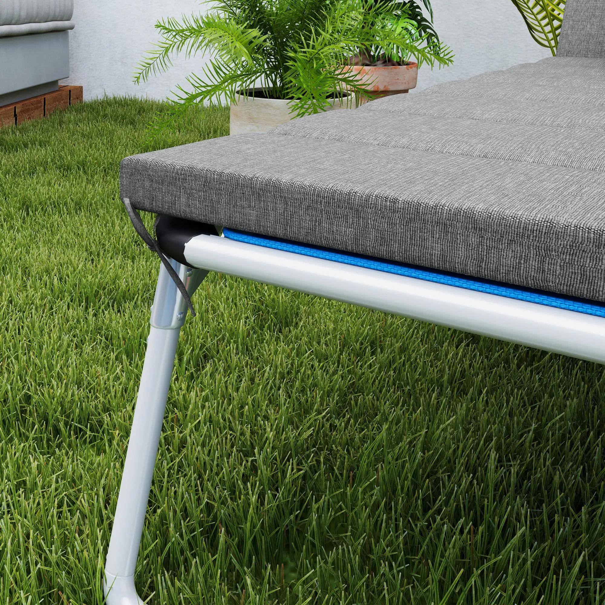 Back. Resenkos - Resenkos Foldable Chaise Lounge Cushion Set 2-Pack, UPF 50+ Sun Protection, 230gsm Olefin Fabric, Charcoal Gray - Charcoal Gray.