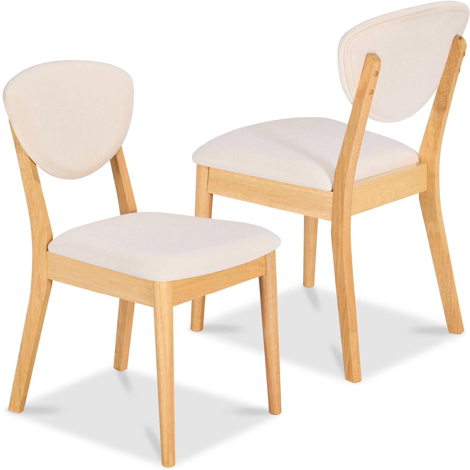 Front. Best Choice Products - Best Choice Products 2-Piece Mid-Century Modern Wood & Upholstered Dining Chair Set - Oak/Cream - Light Oak/Cream.