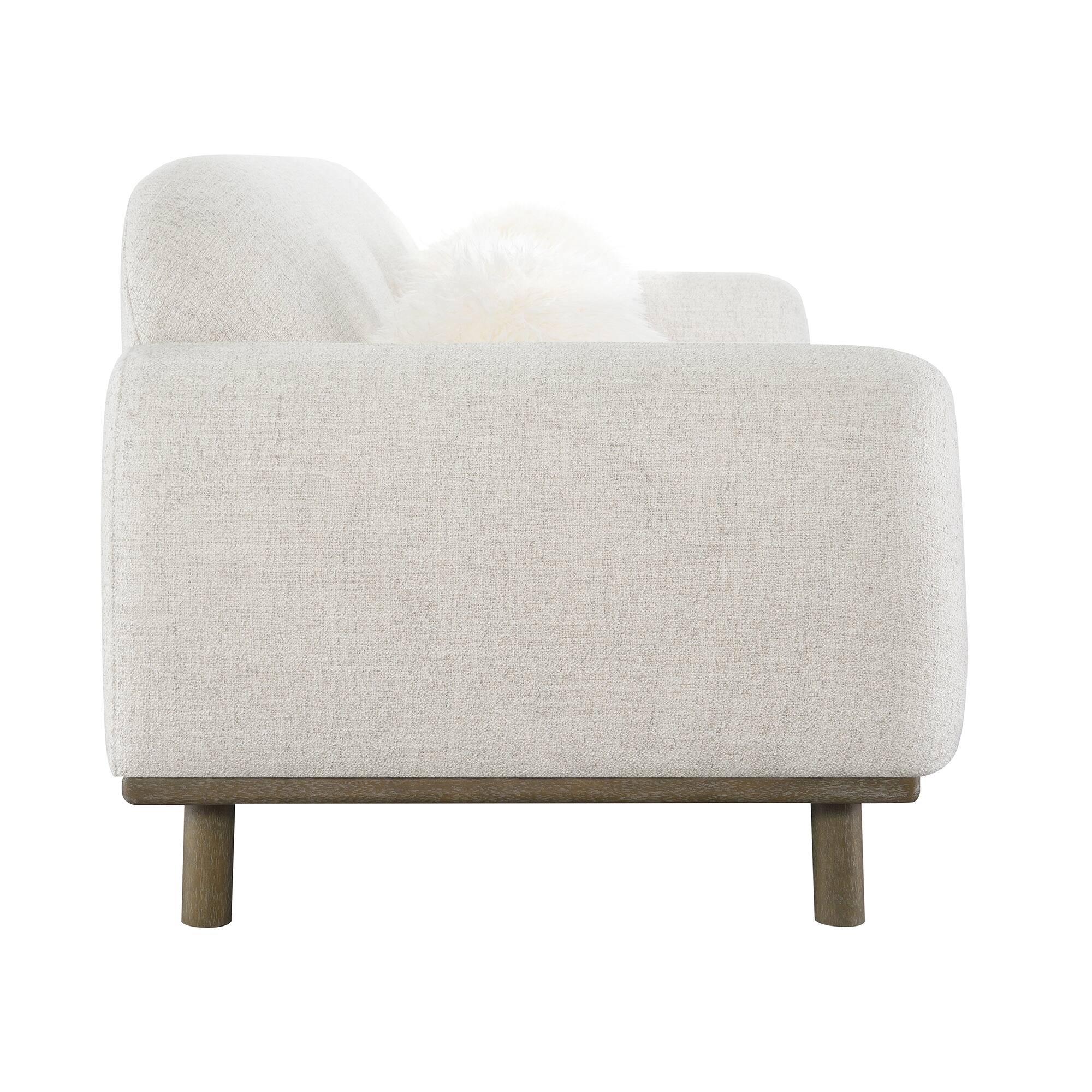 Alt View 2. Vaczon - Cozy Bench-Style Sofa with Soft Cushioning and Plush Accent Pillows, Ideal for Family Room or Lounge - Oat.