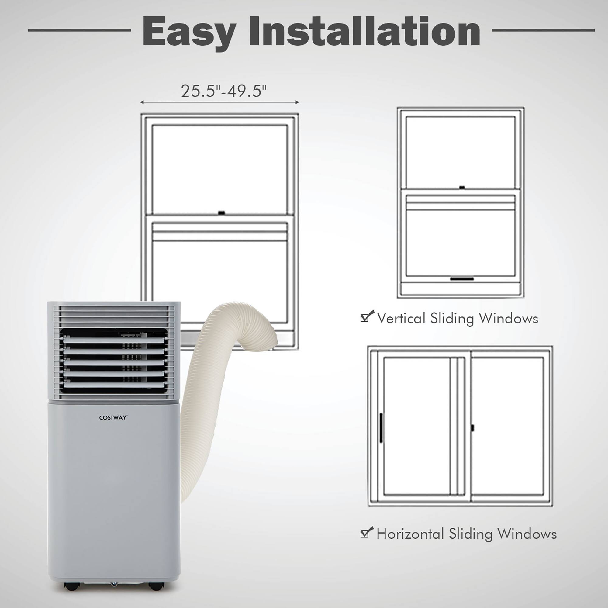 Easy Installation: 25.5"-49.5" Vertical Sliding Windows & Horizontal Sliding Windows