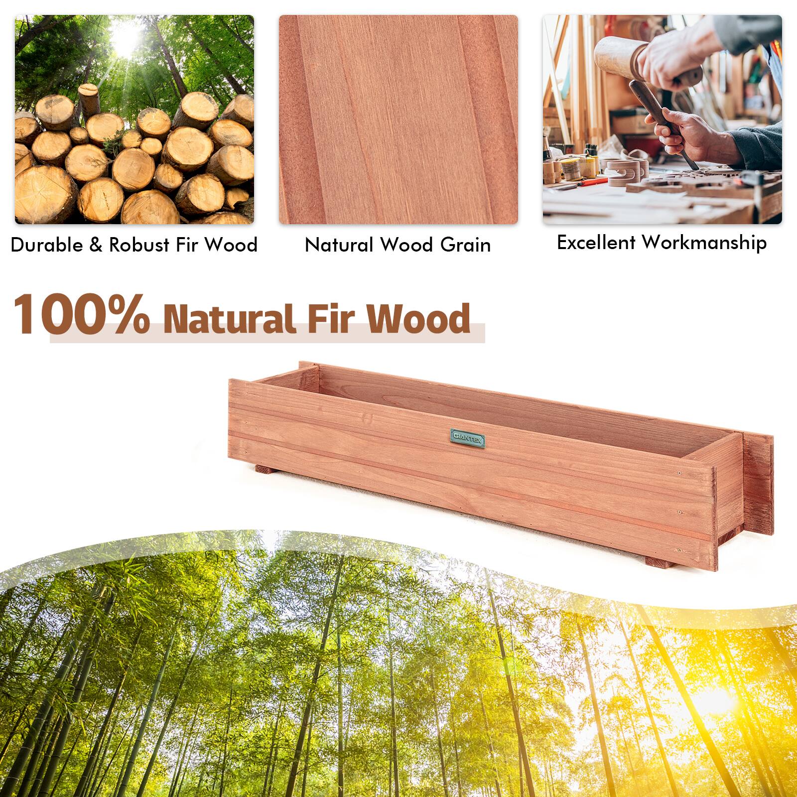 Durable & Robust Fir Wood  
Natural Wood Grain  
Excellent Workmanship  
100% Natural Fir Wood