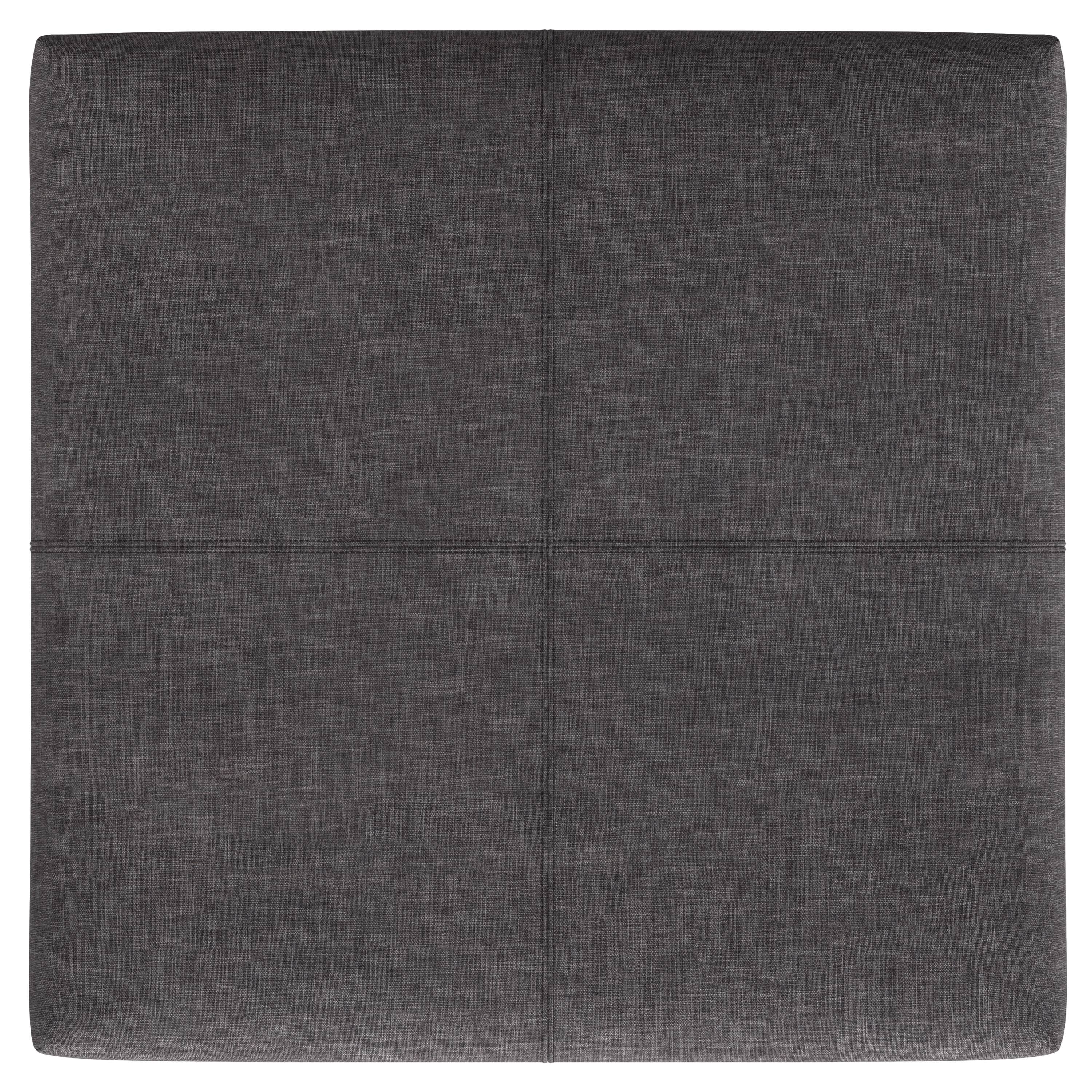 Alt View 1. Simpli Home - Gabbie 36 inch Wide Square Coffee Table Storage Ottoman in Slate Grey Polyester Linen - Slate Grey.