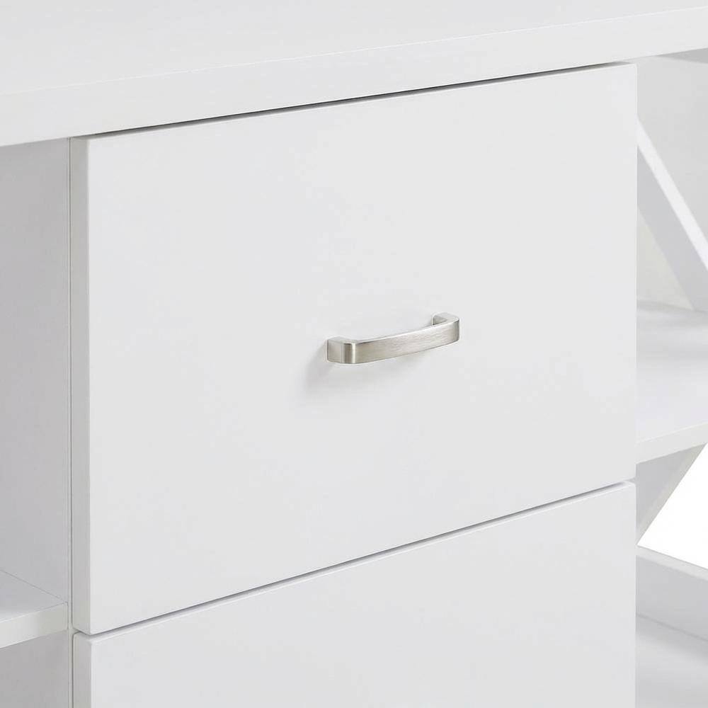 Alt View 4. FurniFact - White Oxford Deluxe TV Stand, 2 Drawers, Shelves, Up to 55-Inch Screens - White.