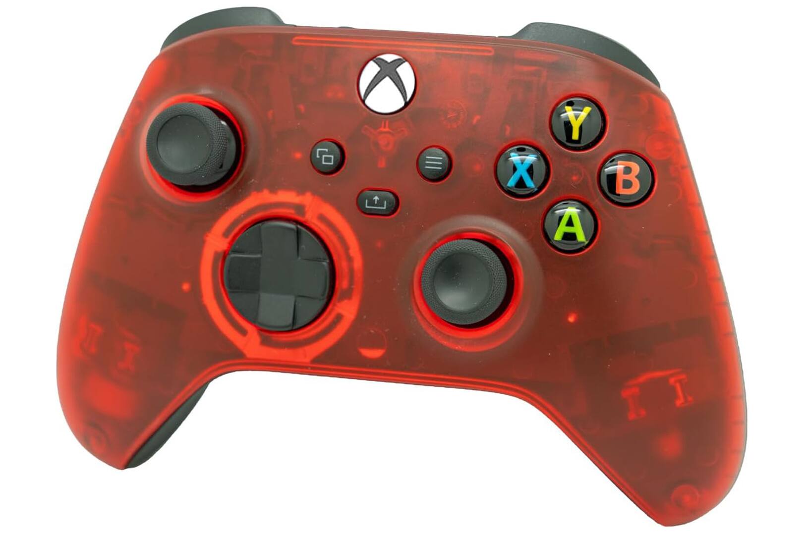 Left. ProControllers - Custom Wireless Controller for Xbox Series X|S, Xbox One, & PC - Clear Red.