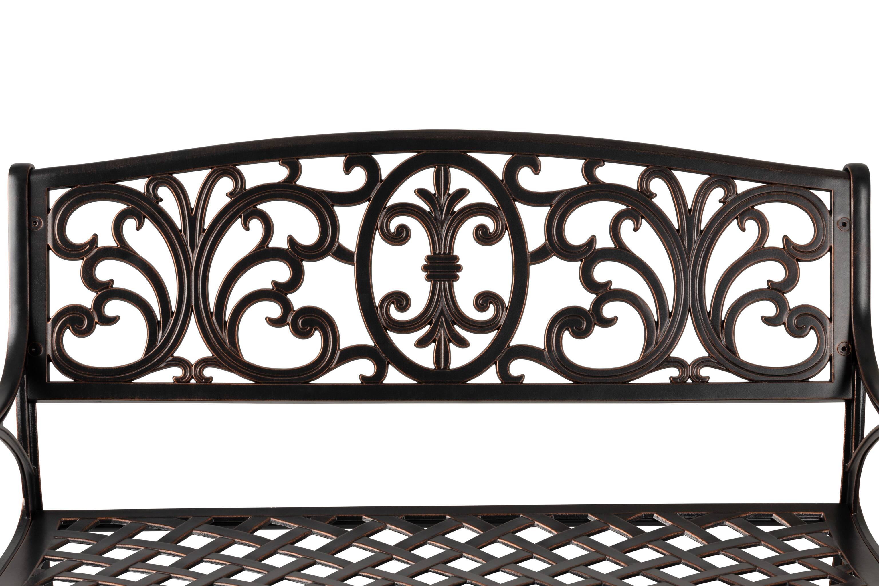 Alt View 3. Balkene Home - Decatur Cast Aluminum Patio Bench Heavy Duty Rust Free Metal Construction Front Porch Backyard Garden Pool Deck Outdoors - Antique Bronze.