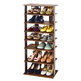 Gymax - Patented 7-Tier Double Shoe Rack Free Standing Shelf Storage Tower - Rustic Brown