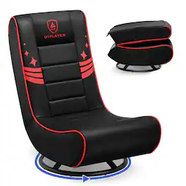 GTPlayer - Floor Gaming Chair Foldable Swivel Floor Chairs 360° Multipurpose - Red