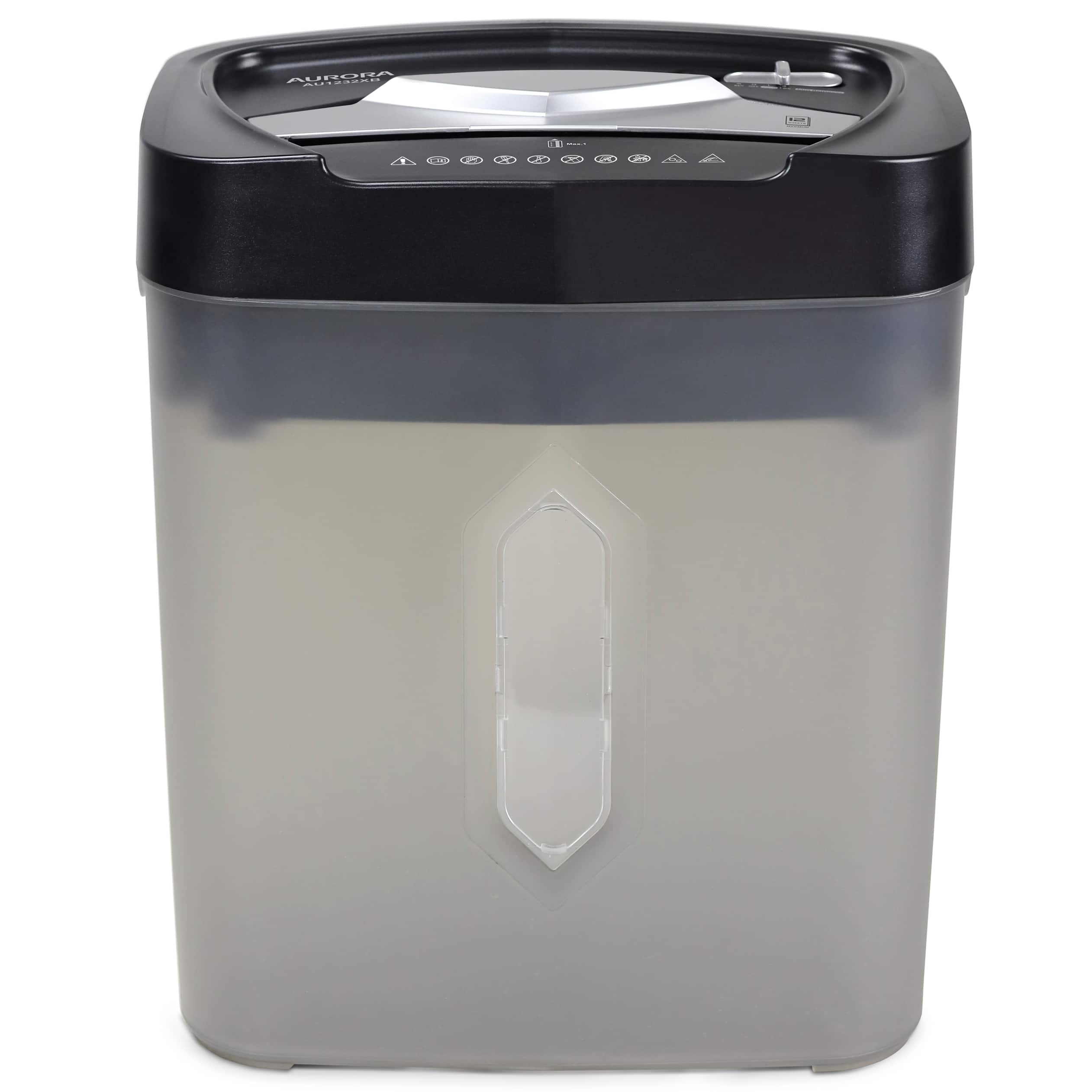 Aurora - AU1232XB Anti-Jam 12-Sheet Crosscut Paper/Credit Card Shredder w 5.2-Gallon basket (Black/Semi Translucent Gray) - Black/Gray