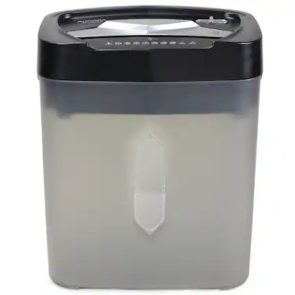 Front. Aurora - Aurora AU1232XB Anti-Jam 12-Sheet Crosscut Paper/Credit Card Shredder w 5.2-Gallon basket (Black/Semi Translucent Gray) - Black/Gray.