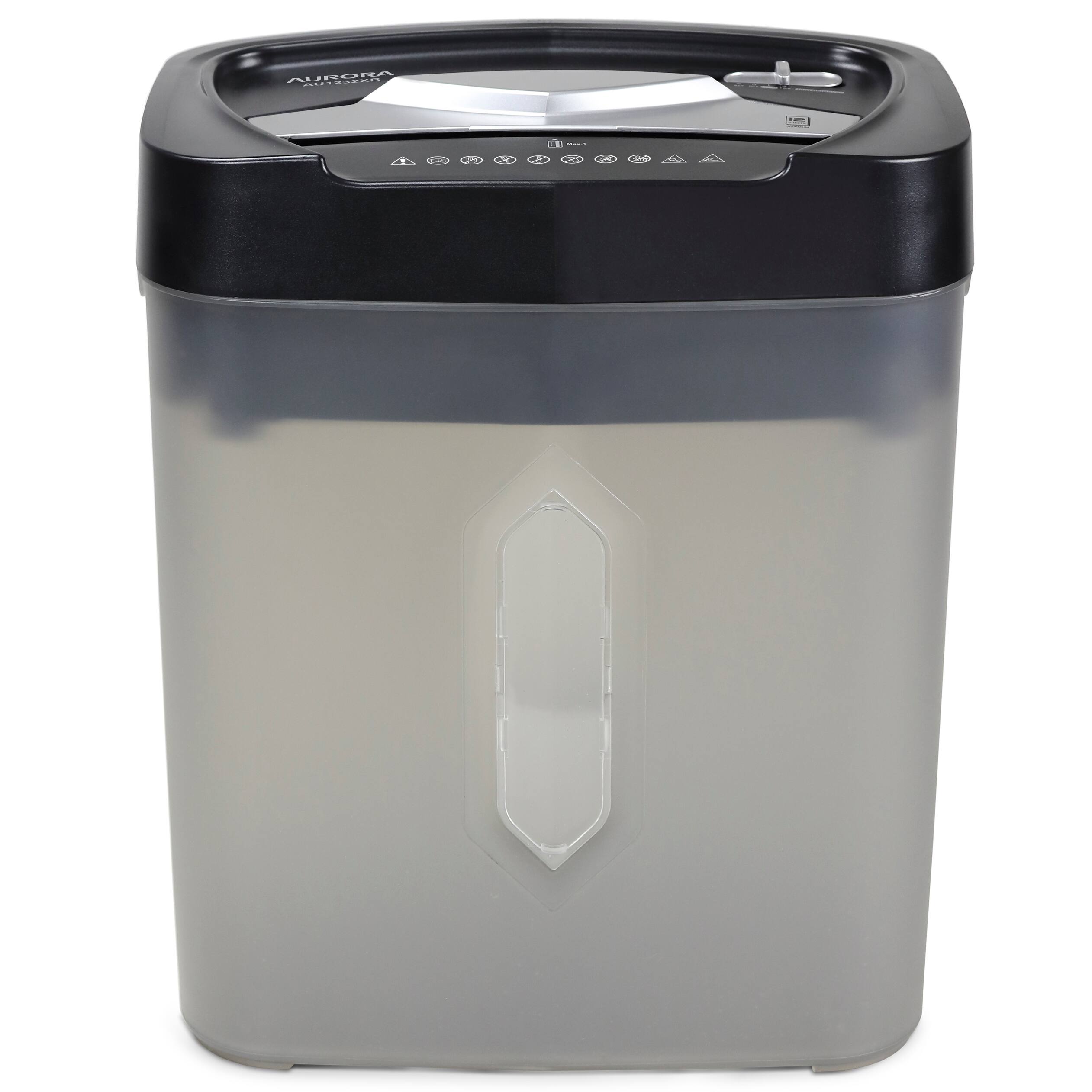 Front. Aurora - Aurora AU1232XB Anti-Jam 12-Sheet Crosscut Paper/Credit Card Shredder w 5.2-Gallon basket (Black/Semi Translucent Gray) - Black/Gray.