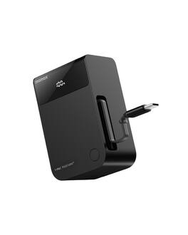 Momax - Mini Portable Charger 10000mAh Power Bank with 25.6in Retractable USB-C Cable, 45W Fast Charging LED Display - Black
