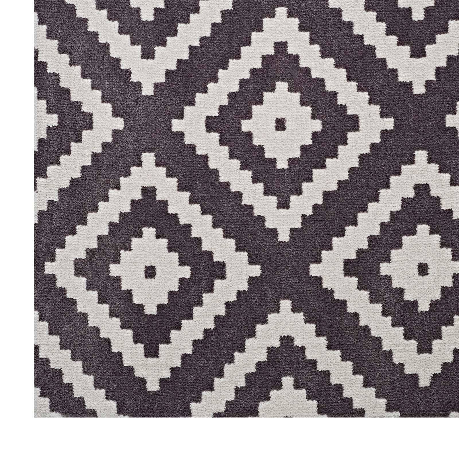 Alt View 1. Modway - Alika Abstract Diamond Trellis Area Rug - Ivory and Charcoal.