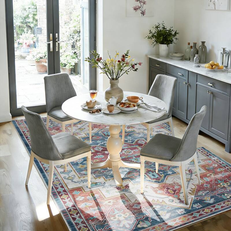 Back. RYHNUYNE - 5x7 Area Rugs Living Room Rug Washable Vintage Boho Rug No Slip Stain Resistant Soft Carpet Indoor Floor Floral Carpets - Painting.