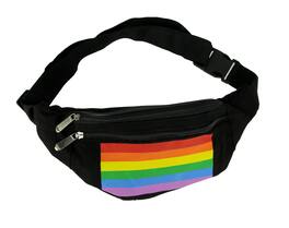 Leema - Canvas Rainbow Print Adjustable Fanny Pack - Black