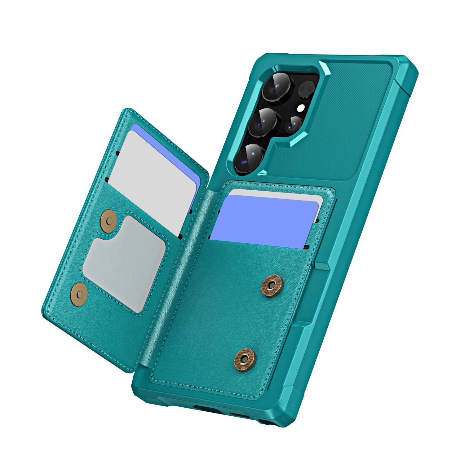 Angle. UUCOVER - Shockproof Wallet Back Case for Samsung Galaxy S25 Ultra,Magnetic PU Leather+TPU Card Slots Case Kickstand Cover - Green.