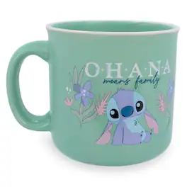 Silver Buffalo - Disney Lilo & Stitch "Ohana Means Family" Ceramic Camper Mug | Holds 20 Ounces - Blue